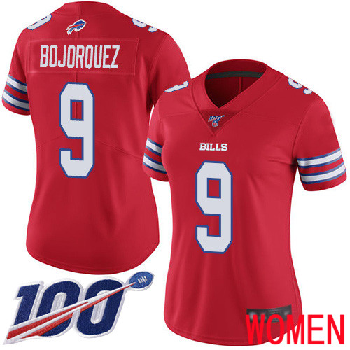 Women Buffalo Bills #9 Corey Bojorquez Limited Red Rush Vapor Untouchable 100th Season NFL Jersey->women nfl jersey->Women Jersey